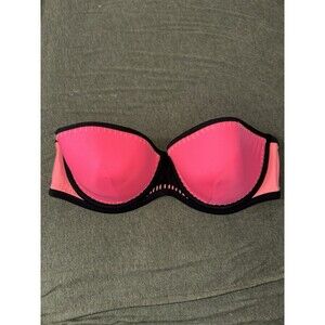 Victoria’s Secret Swim Bikini Top Coral/Pink “The Flirt Bandeau” 36D Strapless